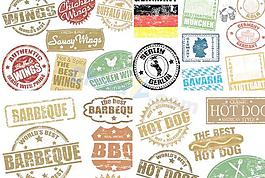 复古潮流食物标签矢量素材下载