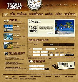 复古旅游网页psd模板