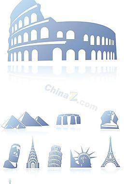 世界著名建筑物矢量素材
