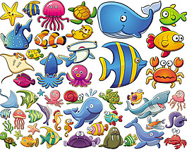 卡通海洋生物
