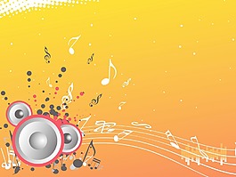背景音乐与不同的音符和扬声器