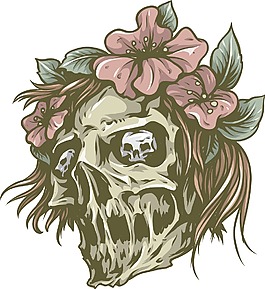 鲜花颅骨矢量元素
