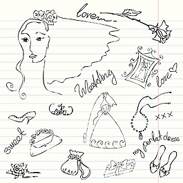 婚礼的可爱迷人的涂鸦