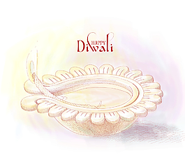 矢量排灯节的油灯