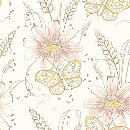 与老式的花朵图案矢量元素