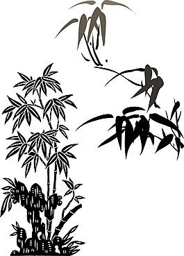 线描竹子