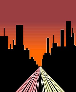 夕阳下的城市道路