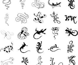 蛇与壁虎剪影矢量素材