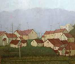 房屋建筑油画素材