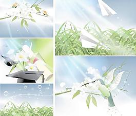 自然光线与动植物矢量素材