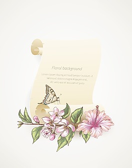 涡旋花卉背景矢量插图