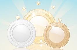 闪亮金银铜牌矢量素材