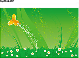 创意蝴蝶绿色背景素材