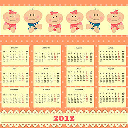 2012卡通娃娃日历