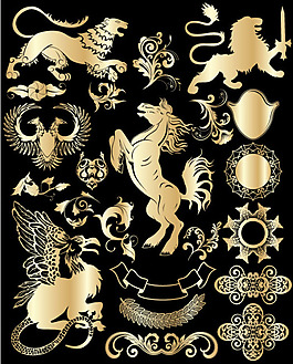 金色欧式图案矢量素材