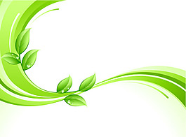 春天动感绿叶线条