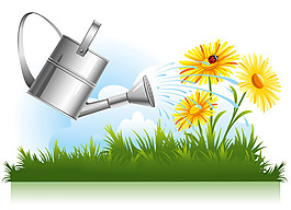 矢量素材花园浇花用具