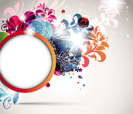 矢量图缤纷花卉花纹文本框