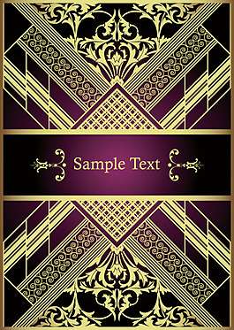 矢量素材华丽金边欧式花纹