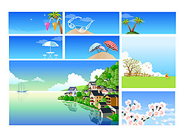 美丽海边风景矢量素材