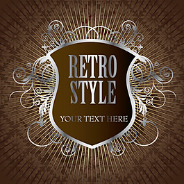 矢量素材盾牌怀旧花纹