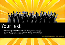 矢量人物放放射性剪影背景