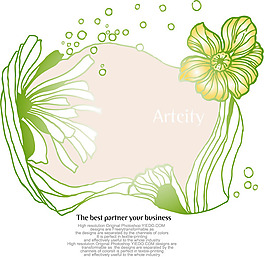 矢量素材精美线条花朵