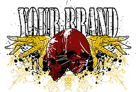 矢量素材骷髅翅膀花纹