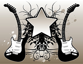 矢量潮流星星吉他音乐元素