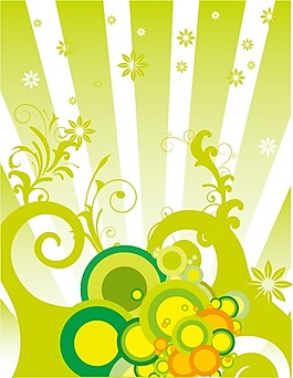 矢量素材放射绿色花纹线条背景