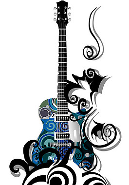 矢量素材音乐元素吉他背景