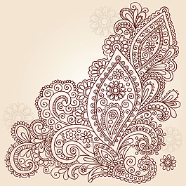 矢量线描传统花纹样式素材