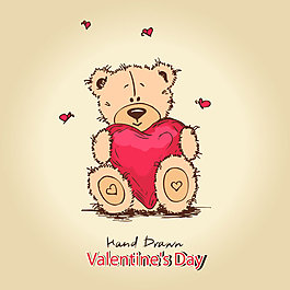 情人节怀抱爱心的泰迪熊矢量素材