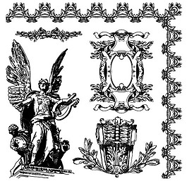 欧式雕像花纹边框矢量图