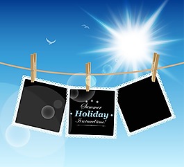 矢量夏季旅游相框太阳海报背景