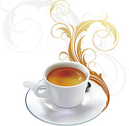 矢量清新咖啡杯花纹海报图片