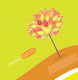 矢量手绘树叶橙色海报背景