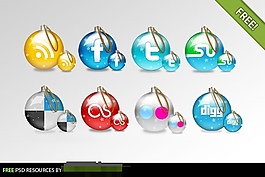 精美圣诞彩球psd分层素材