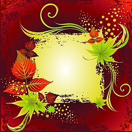 矢量潮流树叶秋叶背景边框