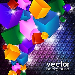 矢量动感彩色立方体素材