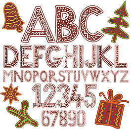 可爱卡通艺术字母 数字