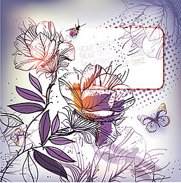 矢量彩绘花朵幻彩背景