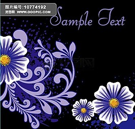 紫色鲜花背景矢量图
