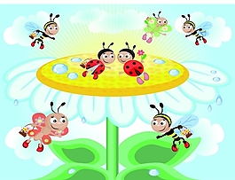 矢量可爱蜜蜂花朵图片素材