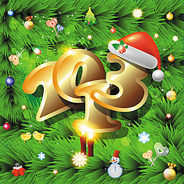 矢量圣诞元素绚丽松枝背景