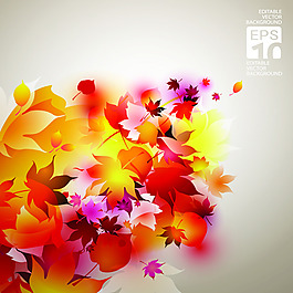 潮流炫彩树叶矢量图