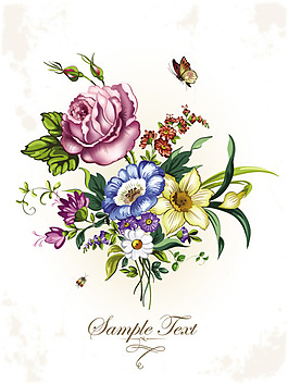 精美花卉插画背景矢量素材