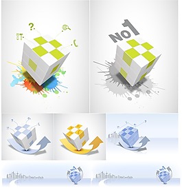 立体魔方创意背景矢量图