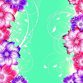 矢量幻彩鲜花边框背景
