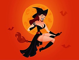 美丽女巫人物形象矢量素材